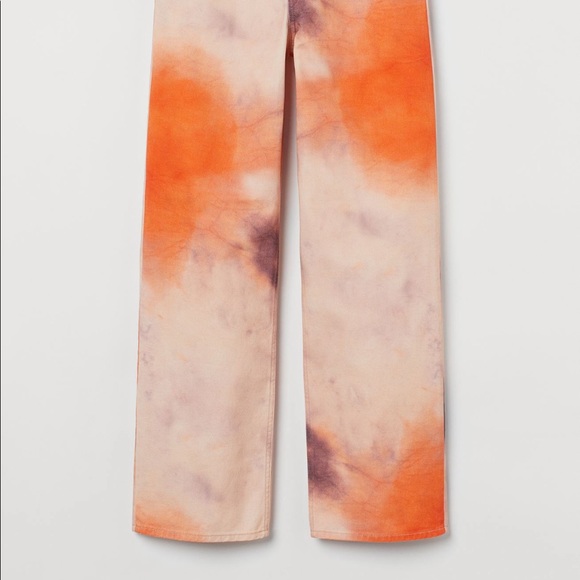 H&M Innovation Tie-Dye Wide High Waist Jeans, Orange - Picture 2 of 3